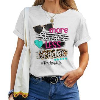 Less Grade More Shades Sunglasses Summer Teacher Life Women T-shirt - Thegiftio UK