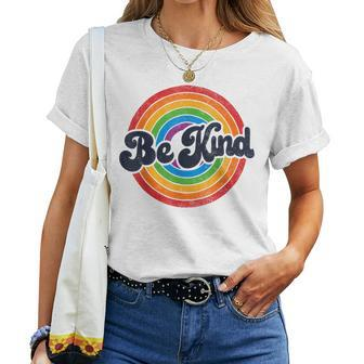 Lgbtq Be Kind Gay Pride Lgbt Ally Rainbow Flag Retro Vintage Women T-shirt Crewneck