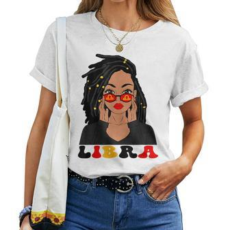 Libra Girl Afro Loc'd Woman Zodiac Signs Birthday Girl Women T-shirt - Thegiftio UK
