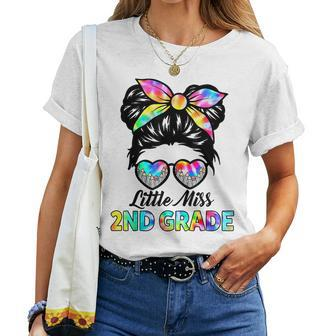 Little Miss Second 2Nd Grade Girls Messy Bun Back To School Women T-shirt - Seseable