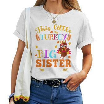 This Little Turkey Going To Be Big Sister Again Thanksgiving Women T-shirt - Seseable