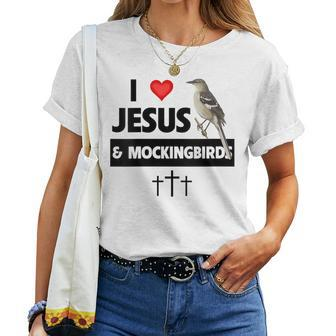 I Love Jesus And Northern Mockingbird Arkansas State Bird Women T-shirt | Mazezy
