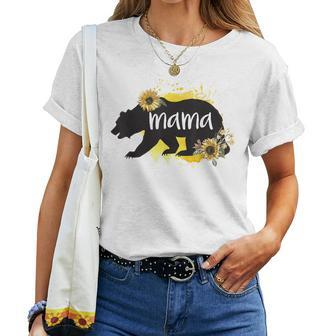 Mama Bear Sunflower Cute Watercolor Womens Mom Women T-shirt | Mazezy