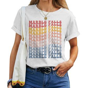 Marble Falls City Groovy Retro Women T-shirt | Mazezy