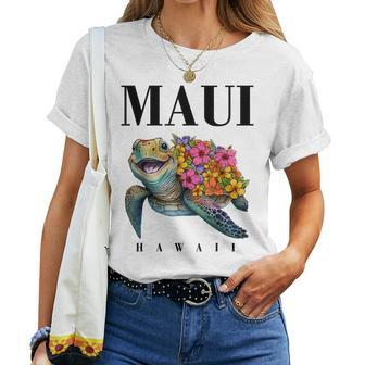 Maui Hawaiian T Turtle Hibiscus N Girl Hawaii Women T-shirt - Seseable