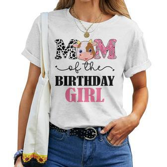 Mom Of The Birthday Girl Farm Cow Mommy Mama 1St Women T-shirt