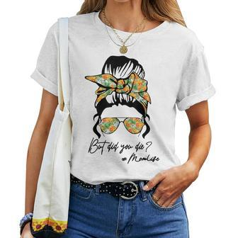 Mom Life Skull Messy Bun Sunflower Hippie Mommy Women T-shirt | Mazezy