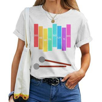 Music Xylophone Vintage Percussion Instrument Rainbow Color Women T-shirt | Mazezy