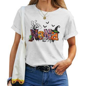Nana Halloween Witch Hat Pumpkin Spooky Family Matching Women T-shirt | Mazezy