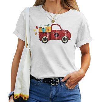 Old Country Pumpkin Vintage Farm Truck Cute Fall Halloween Halloween Women T-shirt | Mazezy