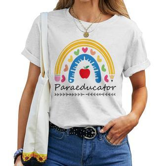 Paraeducator Leopard Rainbow Paraprofessional Squad Teacher Women T-shirt | Mazezy