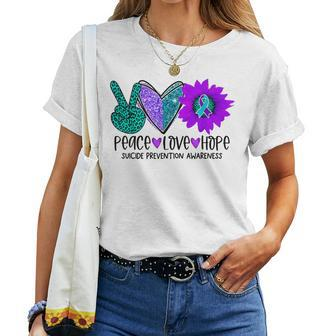 Peace Love Hope Suicide Prevention Awareness Ribbon Women T-shirt | Mazezy DE