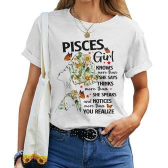 Pisces Girl Knows More Than She Says For Black Women Women T-shirt - Thegiftio UK