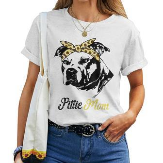 Pittie Mom Pitbull With Sunflower Bandana Women T-shirt | Mazezy