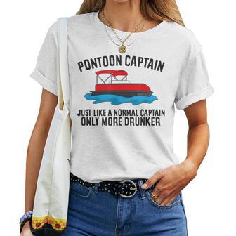 Pontoon Captain Boat Like A Normal Captain Only More Drunker Gift For Women Women Crewneck Short T-shirt - Thegiftio UK