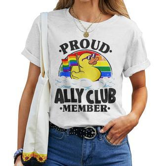 Proud Ally Club Member Rubber Duck Rainbow Gay Lesbian Lgbt Women T-shirt | Mazezy