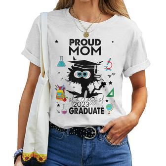 Proud Mom Of A Class Of 2023 Graduate Cool Funny Black Cat Women Crewneck Short T-shirt