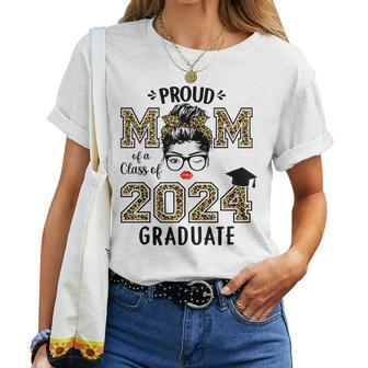 Proud Mom Of A Class Of 2024 Graduate Senior 24 Graduation Women Crewneck Short T-shirt
