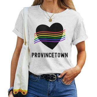 Provincetown Cape Cod Lgbtq Lgbt Gay Pride Rainbow Women T-shirt Crewneck | Mazezy