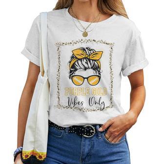 Purple Gold Football Mom Mother Football Vibes Women T-shirt - Thegiftio UK