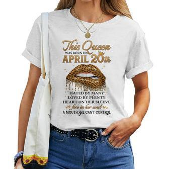 This Queen Was Born On April 20Th Leopard Printed Birthday Women T-shirt | Mazezy