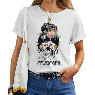 Quilting Sewing Lovers Skull Sewing Mom Sewing Day Women T-shirt | Mazezy