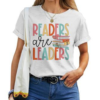 Readers Are Leaders Bookworm Teacher Librarian Reading Book For Teacher Women T-shirt Crewneck | Mazezy DE