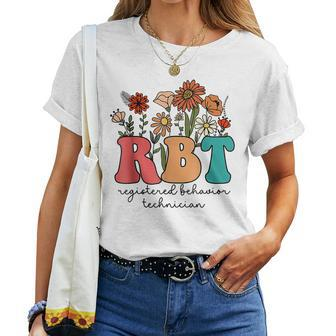Registered Behavior Technician Rbt Retro Groovy Wildflowers Women T-shirt - Monsterry DE