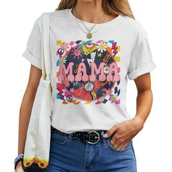 Retro 90S Mama Happy Daisy Flower Music Women T-shirt Crewneck | Mazezy