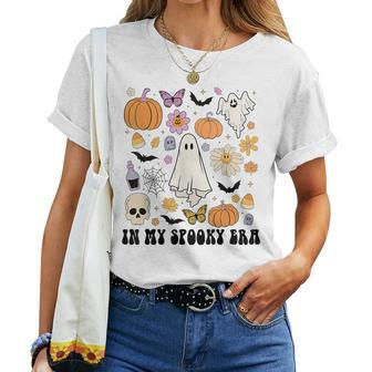 Retro Fall Halloween In My Spooky Era Cute Ghost Pumpkin Women T-shirt | Mazezy