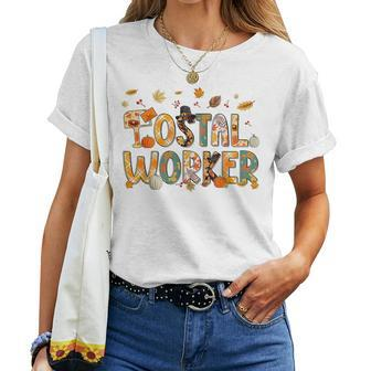 Retro Fall Postal Worker Thanksgiving Pumpkin Postman Autumn Women T-shirt | Mazezy AU