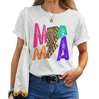Retro Leopard Mama Lightning Bolt Western Country Bad Moms For Mama Women T-shirt | Mazezy DE