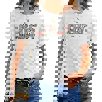 Retro Mimsy Colorful Flowers Groovy Daisy Flower Women T-shirt | Mazezy