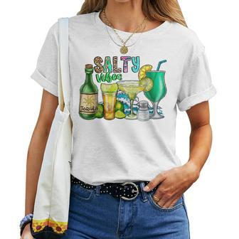 Salty Summer Vibes Drink Tequila Margarita Vacation Wave Women T-shirt | Mazezy