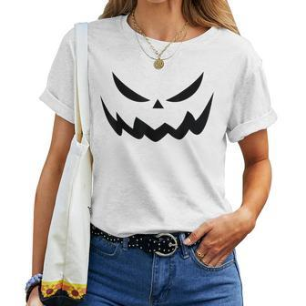 Scary Spooky Jack O Lantern Face Pumpkin Halloween Women T-shirt - Monsterry UK