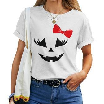 Scary Spooky Jack O Lantern Face Pumpkin Halloween Women T-shirt | Mazezy