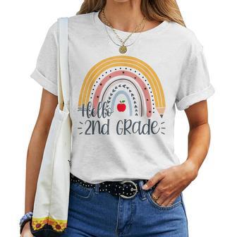 Second Grade Rainbow Team Hello 2Nd Grade Rocks Squad Women T-shirt Short Sleeve Graphic - Thegiftio UK