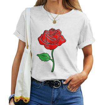 Single Floral Rose Print Women T-shirt | Mazezy