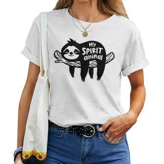 Sloth Is My Spirit Animal Chillin Lazy Introvert Sloth Funny Women T-shirt - Seseable
