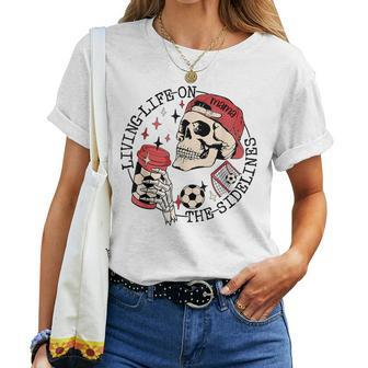 Soccer Mama Living Life On The Sidelines Skeleton Coffee Women T-shirt - Monsterry