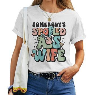 Somebodys Spoiled Ass Wife Retro Funny Women T-shirt Short Sleeve Graphic - Thegiftio UK