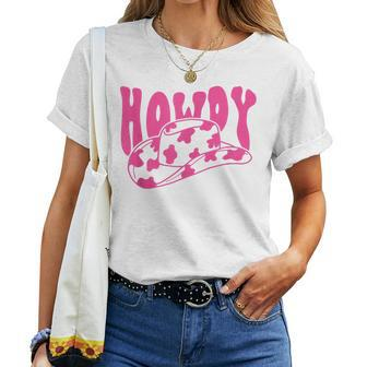 Southern Cowgirl Rodeo White Howdy Western Retro Cowboy Hat Women T-shirt | Mazezy