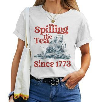 Spilling The Tea Since 1773 Patriotic History Teacher Women Crewneck Short T-shirt - Monsterry UK