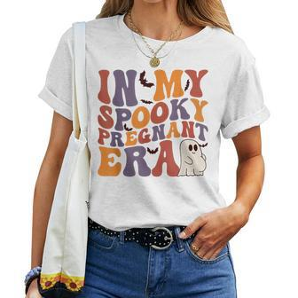 In My Spooky Pregnancy Era Ghost Groovy Halloween Pregnancy Women T-shirt - Monsterry