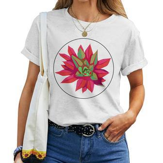 Succulent And Cactus Artistic Echeveria Women T-shirt | Mazezy