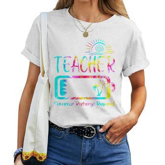 Teacher Summer Recharge Required Last Day School Tie Dye Women T-shirt | Mazezy