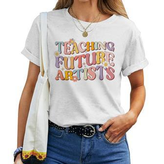 Teaching Future Artists Retro Teacher Groovy Women T-shirt | Mazezy