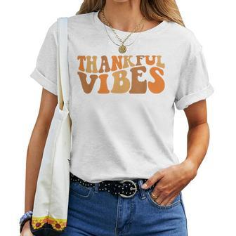 Thankful Vibes Fall Thanksgiving Women T-shirt - Thegiftio UK