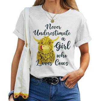 Never Underestimate A Girl Who Loves Cows Women T-shirt | Mazezy