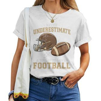 Never Underestimate A Girl Who Plays Football Player Women T-shirt | Mazezy